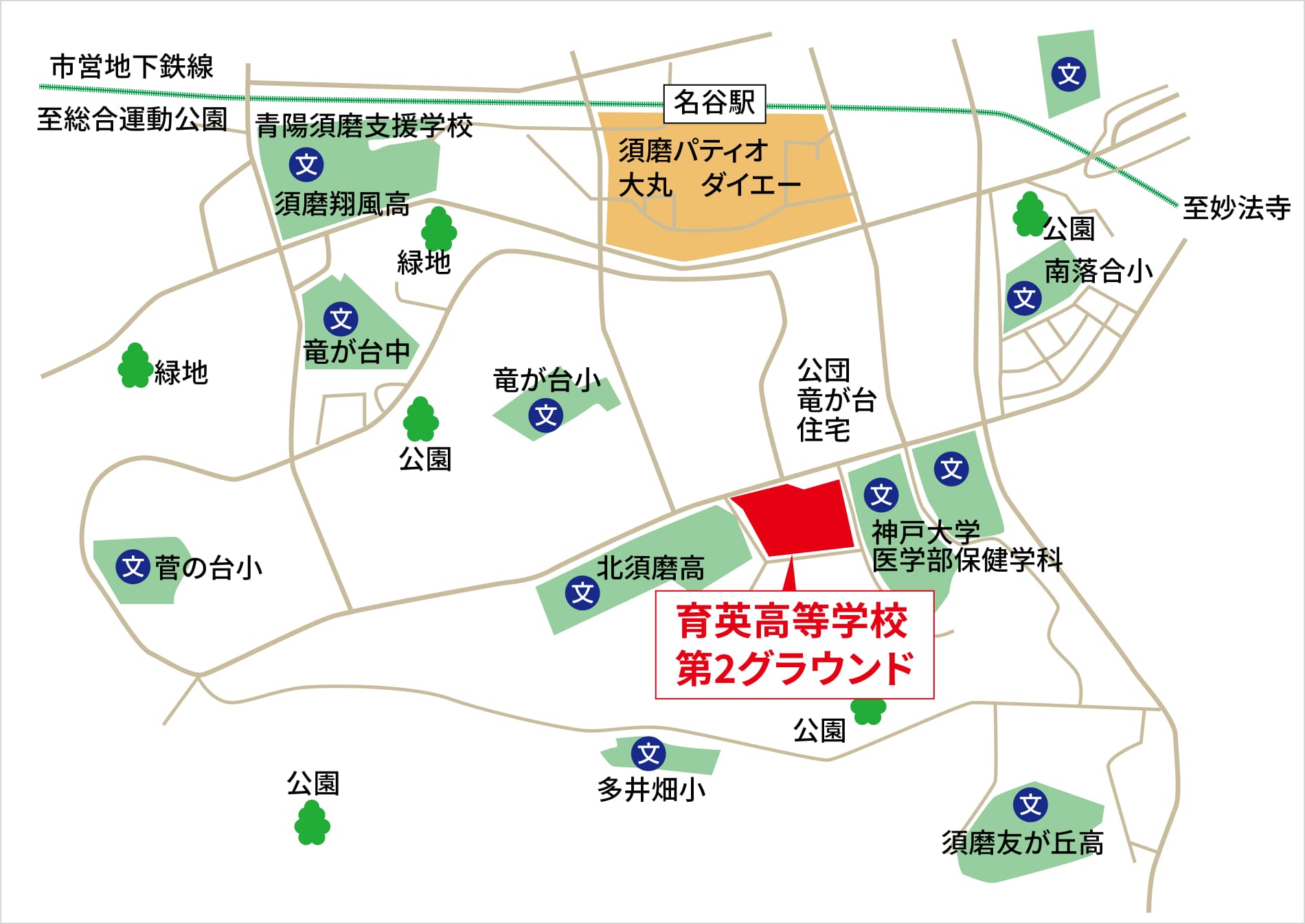 育英高校第2グラウンド案内図